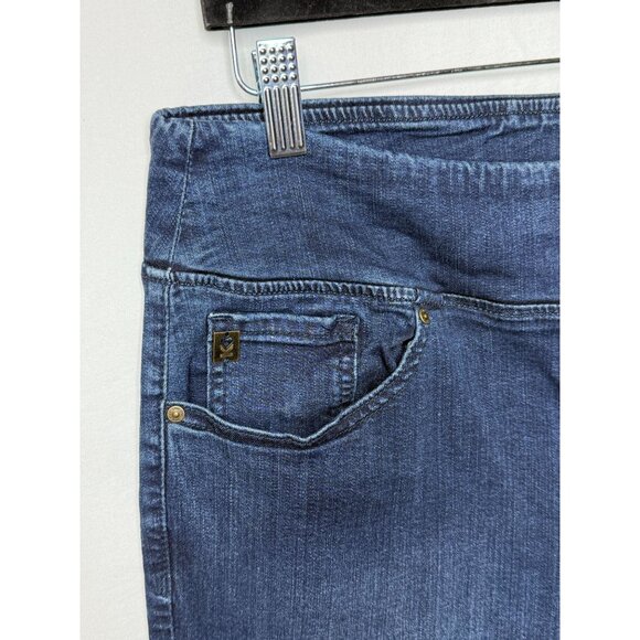 Belle by Kim Gravel Slim Straight Pull-On Jeans Dark Wash Stretch 10R - Picture 8 of 8